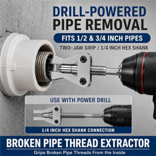 4Pcs Broken Pipe Thread Extractor Tool, Drill-Powered Damaged Pipe Remover for Easy Extraction of Broken Fittings 1