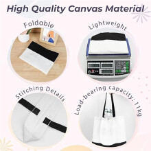 10 Pack Large Sublimation Tote Bags Bulk - Heavy Duty Polyester Blank Tote with Long Handles for DIY, Crafts, Shopping