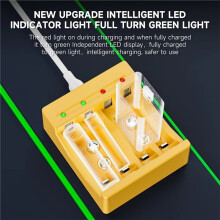 Cargador de Baterías N420 AA AAA 9V Ni-MH Ni-Cd Cargador Inteligente USB Tipo-C Indicador LED para Baterías Recargables