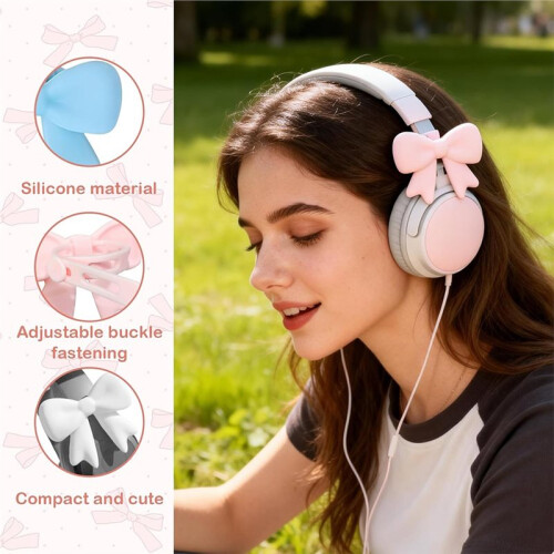 6 Pack Silicone Bow Headphone Accessories, Cute Clip- Bow Decorations for Headphones 2