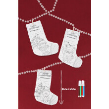 (Pack of 1) Christmas Colour-Your-Own Stocking (36cm x 15cm) 3 Assorted Designs