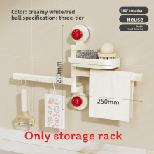 (Red 3 In 1)Étagère ventouse style mignon avec design rotatif pour organisation comptoir de cuisine