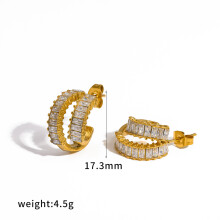 (Gold B) Modern Stainless Shaped Steel Earring With Pvd Gold Plating Idea Gift Ladies