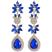(Color E) Stylish Drop Water Drop Earrings For Women Geometric Lines Sparkling Crystals