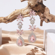 (Color L) Stylish Drop Water Drop Earrings For Women Geometric Lines Sparkling Crystals