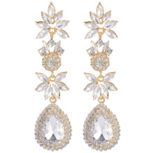 (Color F) Stylish Drop Water Drop Earrings For Women Geometric Lines Sparkling Crystals