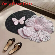 (Pink, 80x120cm) Diatom Water Absorbing Mud Bath Mat Non Slip Texture Bathroom Artistic Flower