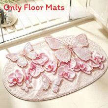 (Light Pink, 60x90cm) Diatom Water Absorbing Mud Bath Mat Non Slip Texture Bathroom Artistic Flower