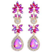 (Color B) Stylish Drop Water Drop Earrings For Women Geometric Lines Sparkling Crystals