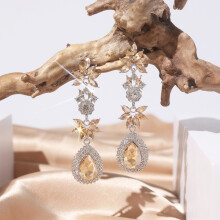 (Color G) Stylish Drop Water Drop Earrings For Women Geometric Lines Sparkling Crystals