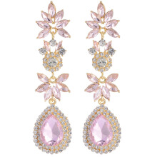 (Color D) Stylish Drop Water Drop Earrings For Women Geometric Lines Sparkling Crystals