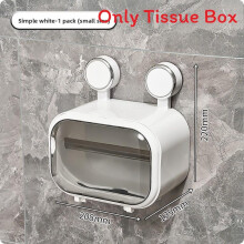(White Single)Waterproof Adhesive Tissue Box With Visible Window For Kitchen Restroom Storage