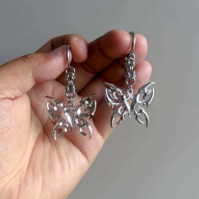 (Silver A) Chic Steel Stainless Hoop Earrings Square Elements Female Looks Casual Office