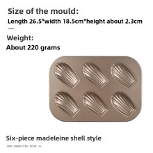 (6 Line Madeline Gold)Mini moule à gâteau antiadhésif avec acier au carbone pour four cuisson et friandises de fête