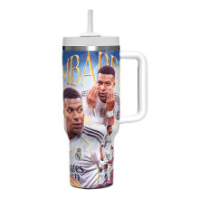 (Neymar A) Football Star 40oz Vacuum Insulated Stainless Steel Mug With Straw For Home And Car