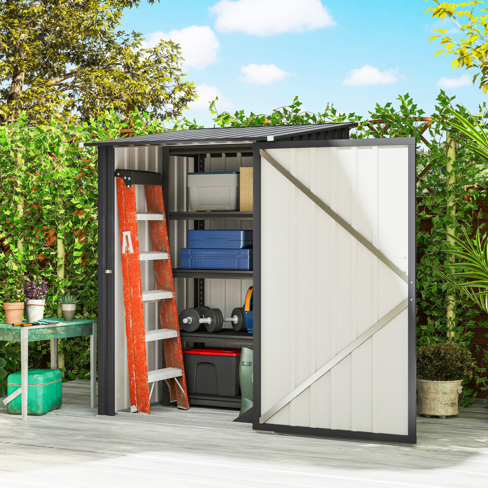 Outsunny Unisex Dark Grey X 3.4Ft Outdoor Storage Shed Steel Garden Shed W/ Lockable Door In 3.3Ft - Image 2