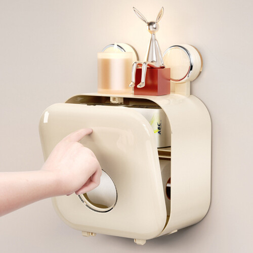 (White Red Double)Plastic Wallmounted Toilet Paper Dispenser With Waterproof Material For Bathroom Storage 2