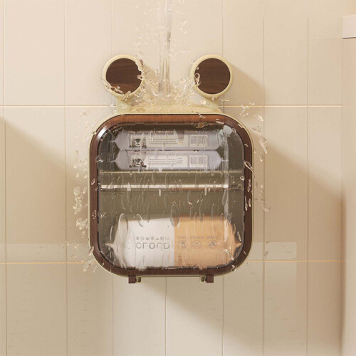 (Black Double)Waterproof Adhesive Tissue Box With Visible Window For Kitchen Restroom Storage 2