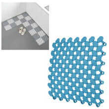 6x Badezimmermatte 20x20cm PVC Blau Interlock