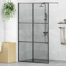 vidaXL Walk-in Duschwand Schwarz 115 x 195 cm Gehärtetes Glas