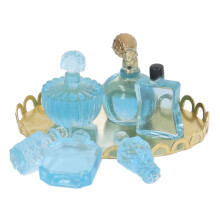 5 Tabletts 30 Parfümflaschen Miniatur Deko Blau