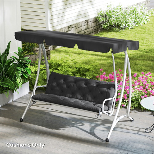 3-Seater Garden Bench Cushion w/ Back & Ties 1