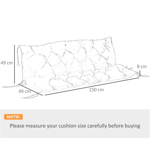 3-Seater Garden Bench Cushion w/ Back & Ties 2