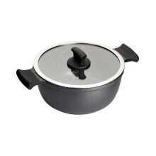 Cocotte - INOXIBAR - Absolut Black 28 cm - Aluminiumguss - Steineffekt - Glasdeckel