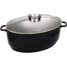 Cocotte - BAUMALU - Jumbo Ovale - Keramik - 43x33 cm - Glasdeckel