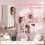 AIYAPLAY Kids Dressing Table with Stool, Lighted Mirror, Pink 6