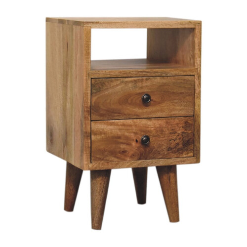 Classic Solid Wood Bedside Table, 2 Drawers 1
