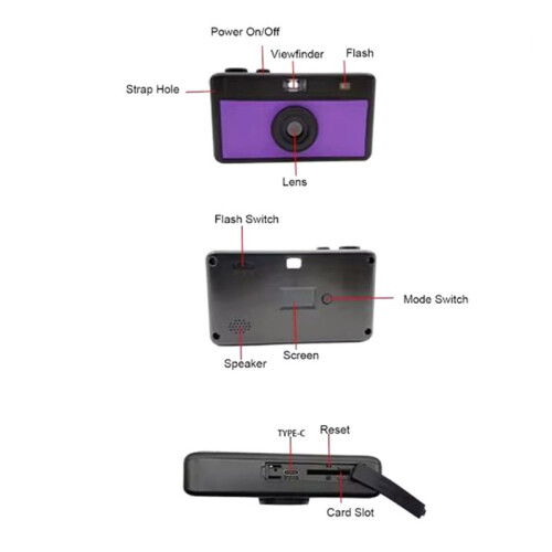 Câmera Retrô Sem Espelho com Formato de Câmera Analógica e Visor Físico com Luz de Preenchimento. 1