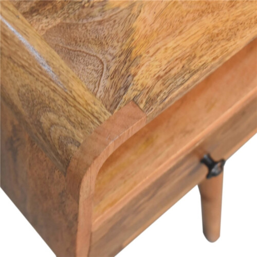 Mini Solid Wood Bedside – Oak Finish, 1 Drawer 1
