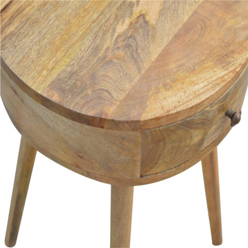 Solid Wood Round Bedside Table, 1 Drawer 2