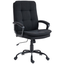 (Black, Linen) HOMCOM Linen-Look Office Chair - Black