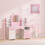 AIYAPLAY Kids Dressing Table with Stool, Lighted Mirror, Pink 3