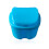 (Blue)Denture Bath Box Cases Dental False Teeth Storage With Hanging Net Container 1