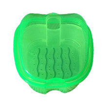 (Green)Denture Bath Box Cases Dental False Teeth Storage With Hanging Container Net