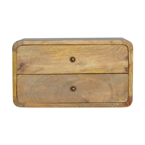 Floating Bedside Table – Oak Look, 2 Drawers,Brown 1