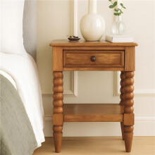 Brown Wooden Bedside Table – 1 Drawer, 1 Shelf