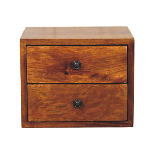 Solid Wood Wall-Mounted Nightstand, 2 Drawers 1
