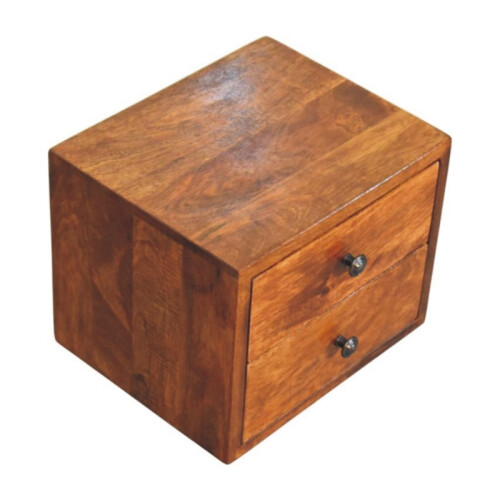 Solid Wood Wall-Mounted Nightstand, 2 Drawers 2