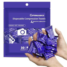 30-Pack Premium Compressed Towels, Portable Cotton Coin Tissues for Travel & Outdoor Use