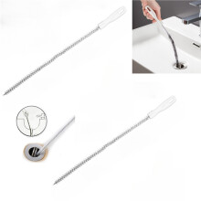 2Pcs Overflow Sink Drain Cleaning Brush for Removing Hair from Sink Drain, Kitchen Drain Unclogging Tool - 45cm
