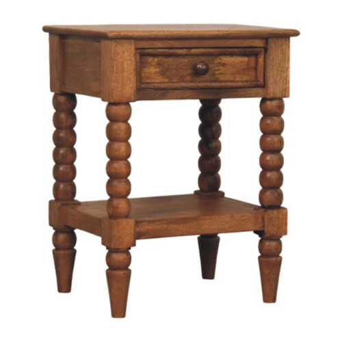 Brown Wooden Bedside Table – 1 Drawer, 1 Shelf 2