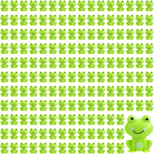 150Pcs Mini Green Plastic Frogs Figurines, Tiny Frog for Fairy Garden, Dollhouse, Cake DIY Decor