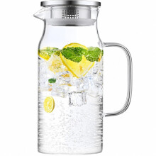 Glass Pitcher with Lid, 40 Oz 1.2L, Borosilicate Carafe for Hot/Cold Water, Iced Tea, Juice