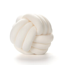 Knot Pillow Ball, Ivory, 8.6 Inch Round Handmade Knotted Plush Throw Pillow, Soft Boucle Cushion