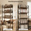 (Rustic Brown, Engineered Wood) 5-Tier Metal Bookshelf Room Divider - Rustic Brown 4