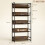 (Rustic Brown, Engineered Wood) 5-Tier Metal Bookshelf Room Divider - Rustic Brown 3